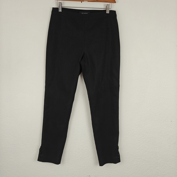St. John Nwot Skinny Shimmer Black Cropped Pants Size 4 Women's